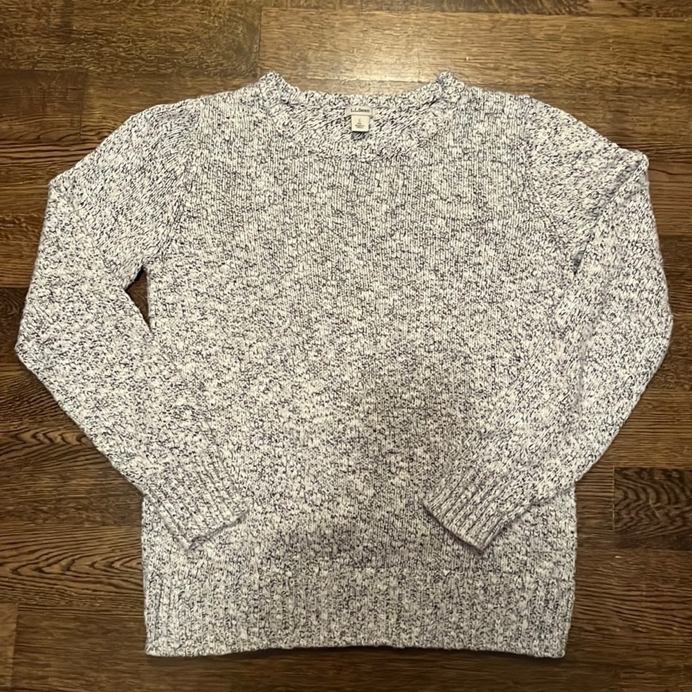 LL Bean navy blue and white sweater small
